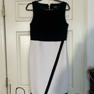 DKNY Two-Tone Black and Cream Mini Dress